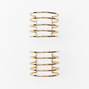 NWOT Zara Gold Cuff Bracelets Set Modern Metal Statement Jewelry
